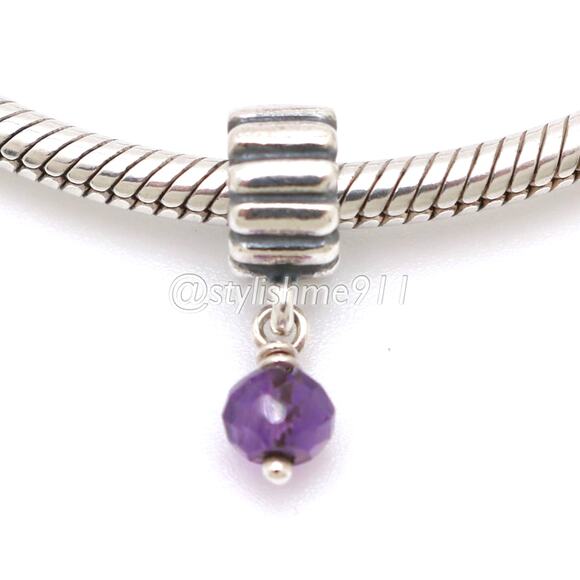 Authentic PANDORA February Amethyst Birthstone Dangle - 790166AM - Picture 1 of 8